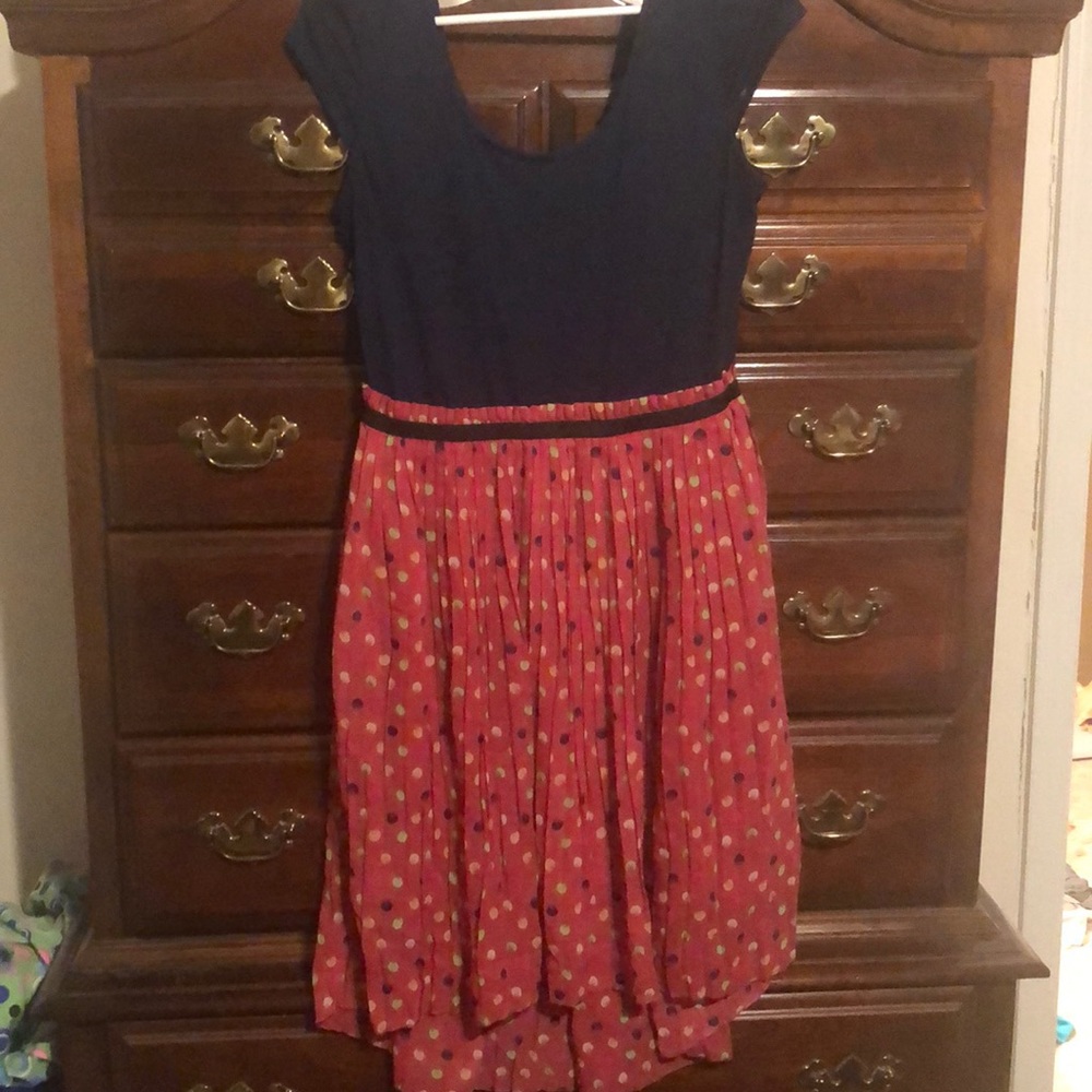 Xhilaration Navy Blue and Red Polka Dotted Dress